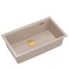 Quadron LOGAN 110 GraniteQ zlewozmywak pearl beige 76x45x23,5 cm 1-komorowy wpuszczany z syfonem manualnym miedziany HQD7644U2PVDC1I